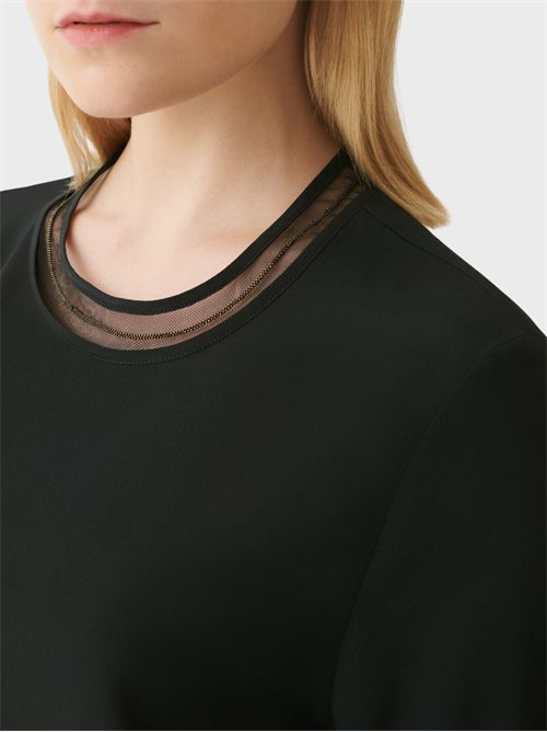 Short-sleeved silk-blend crêpe de Chine top FABIANA FILIPPI | TPD226F289L775825
